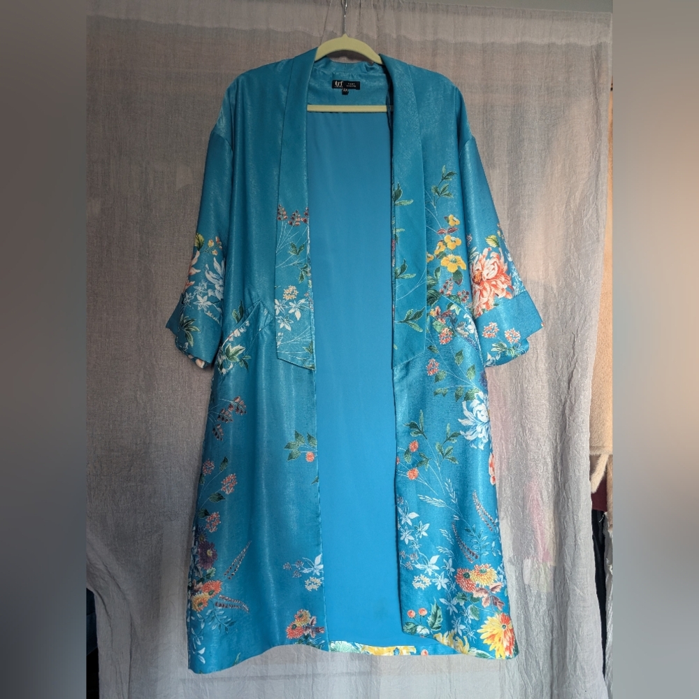 Zara Floral Kimono Robe - Blue